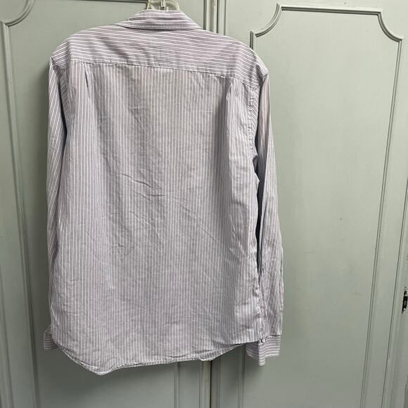 Lacoste SZ 40 Mens Blue Striped Button Down Shirt Preppy Casual Medium - Picture 5 of 5